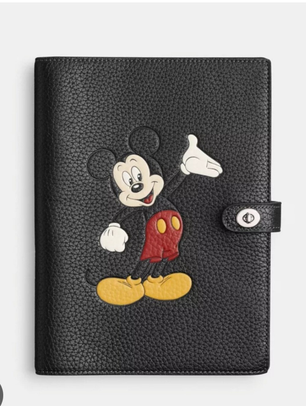 Coach X Disney Mickey Mouse Black Pebble Leather Notebook Journal Cover NWT - Picture 3 of 10